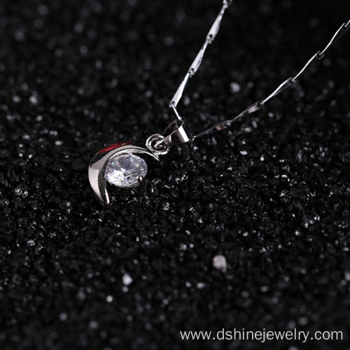 Silver Simple Zircon Chain Necklace For Wedding Jewelry